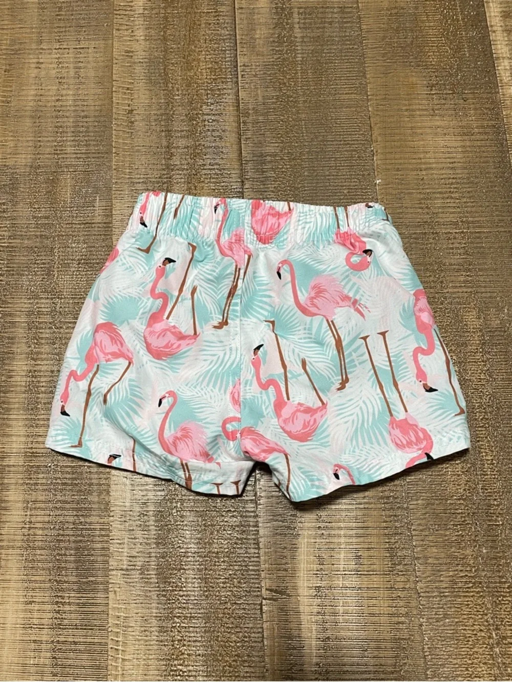 Rugged Butts Baby Swim Trunks with Flamingo Print